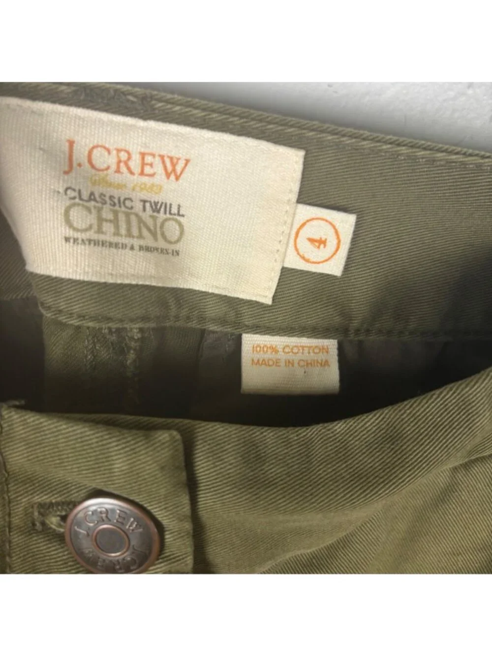 ✨3/$30 J. Crew 4 Olive Green Classic Twill Chino Skirt Casual